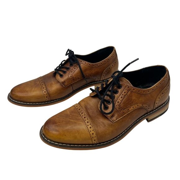 Bar III Men’s Parker Leather Cap Toe Dress Shoes Lace Up Light Brown Size 7.5M - Picture 1 of 9